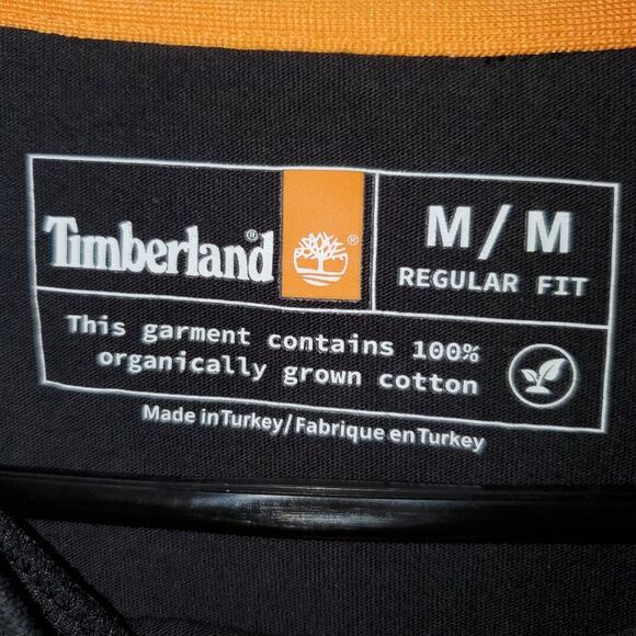 Timberland Long Sleeve Chest Stack Logo Tee Shirt Arm Spell out Black Medium - Picture 6 of 11